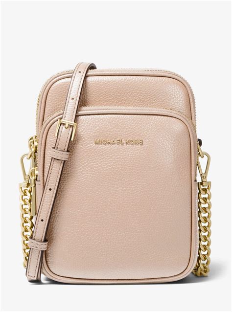 michael kors jet set medium pebbled leather crossbody bag|More.